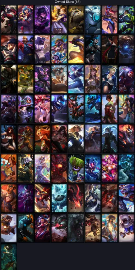 🎳【NA】⸱ 🎪 65 Skin⸱ 👒 95 Champ⸱ 🧶 Unranked⸱ 📼 395 RP⸱ 🌑 2025 Ready⸱ 🥼 Level 50⸱ 🥅 Honor 3⸱ 🏋️‍♂️ 15410 BE⸱ 🍜 Email Access